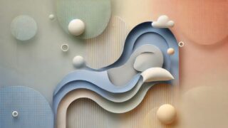 穏やかな眠りとリラックスをイメージした、柔らかなマテリアルデザインの抽象的なイラスト